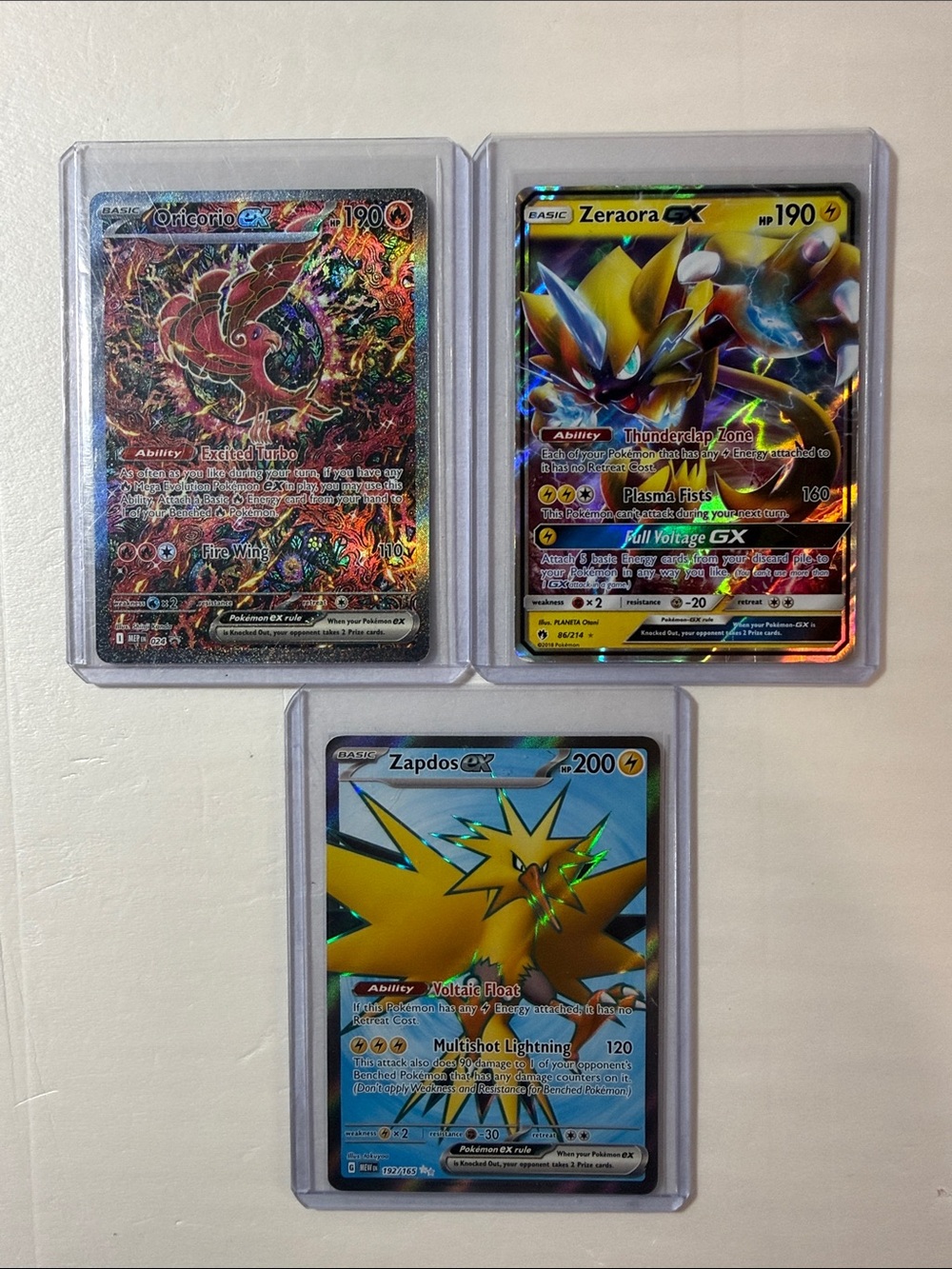 Pokemon Holographic GX/EX Trading Cards - Red, Yellow, Blue